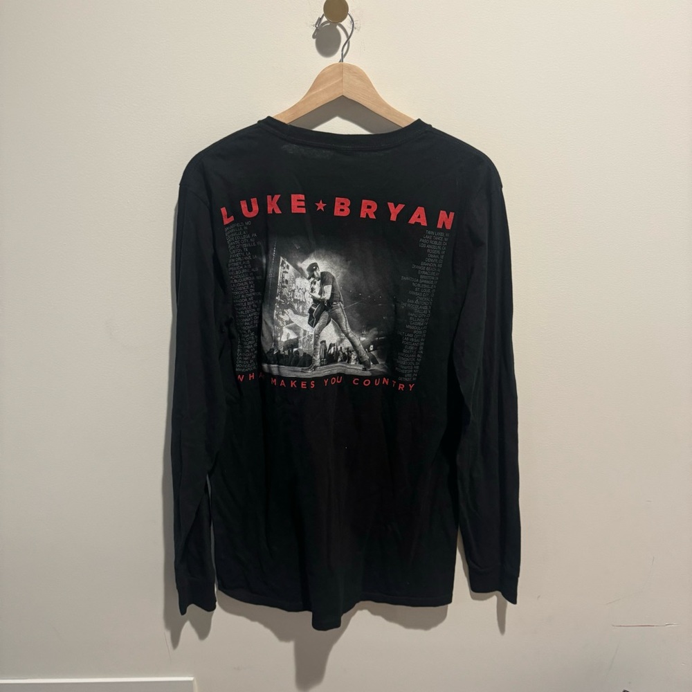 Luke Bryan black and red concert band long sleeve tshirt top
